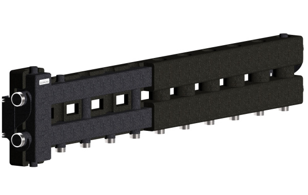 Балансировочный коллектор из стали  в EPP- изоляции (котёл G 1¼″, 5+1 контура G 1″, ″ЧЕРНЫЙ″) BM-80-6D.EPP